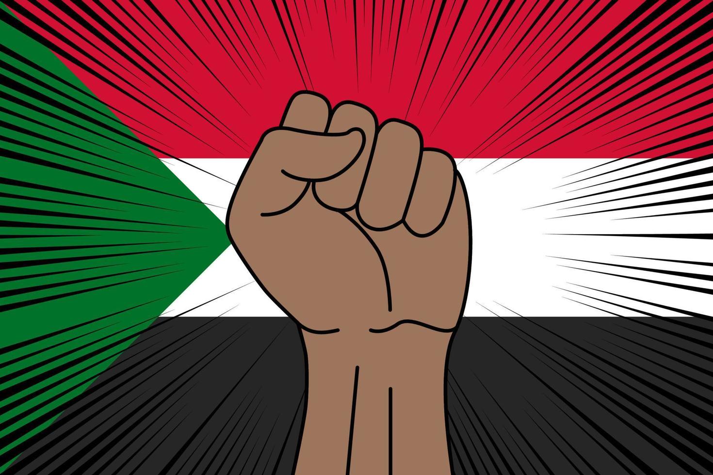 Humain poing serré symbole sur drapeau de Soudan vecteur