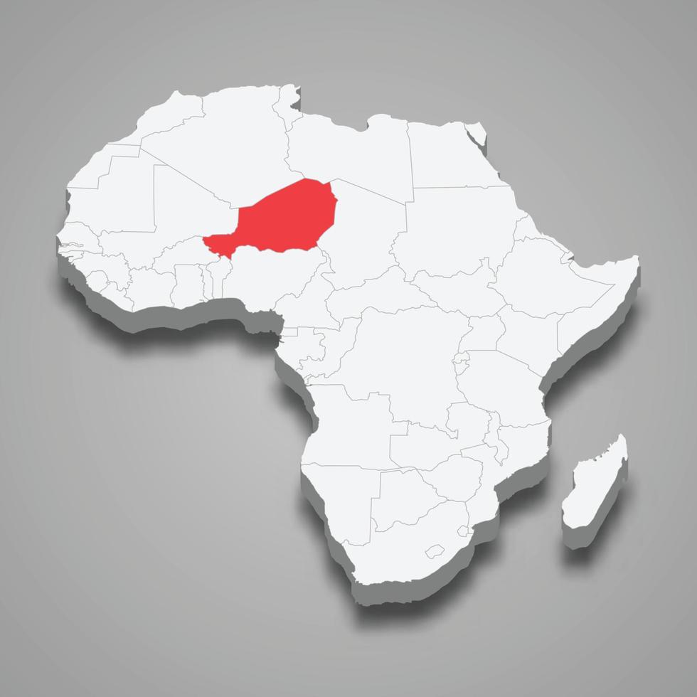 pays emplacement dans Afrique. 3d carte Niger vecteur