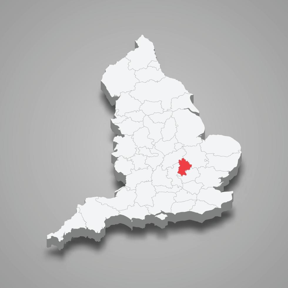 bedfordshire comté emplacement dans Angleterre 3d carte vecteur