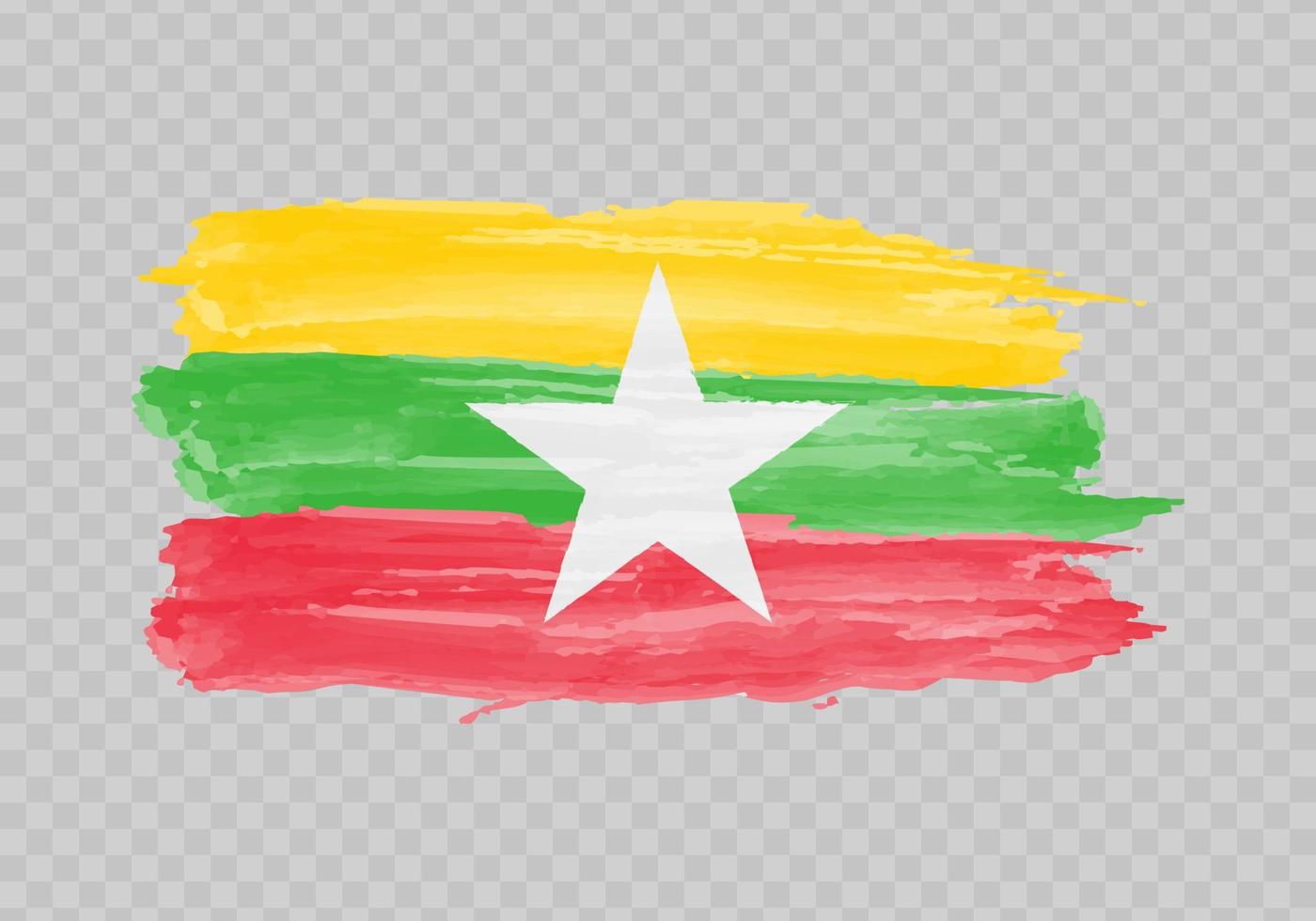 aquarelle La peinture drapeau de myanmar vecteur