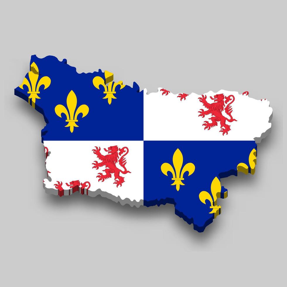 3d isométrique carte de Picardie est une Région de France vecteur