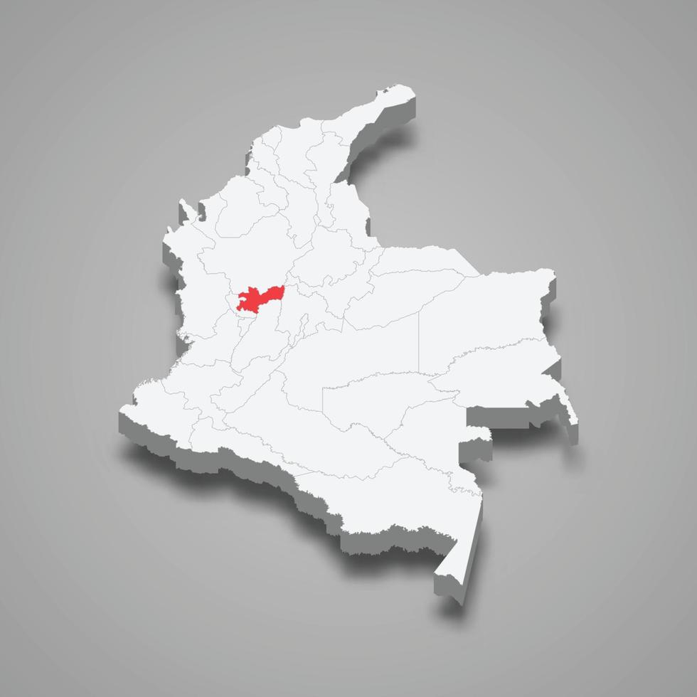 caldas Région emplacement dans Colombie 3d carte vecteur