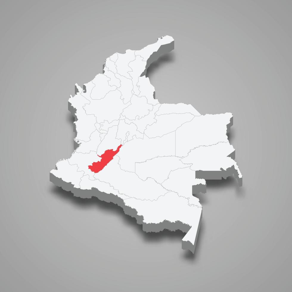 Huila Région emplacement dans Colombie 3d carte vecteur