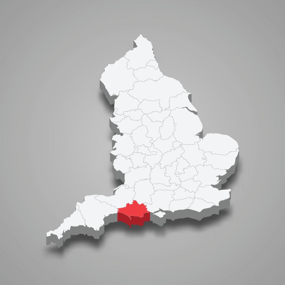dorset comté emplacement dans Angleterre 3d carte vecteur