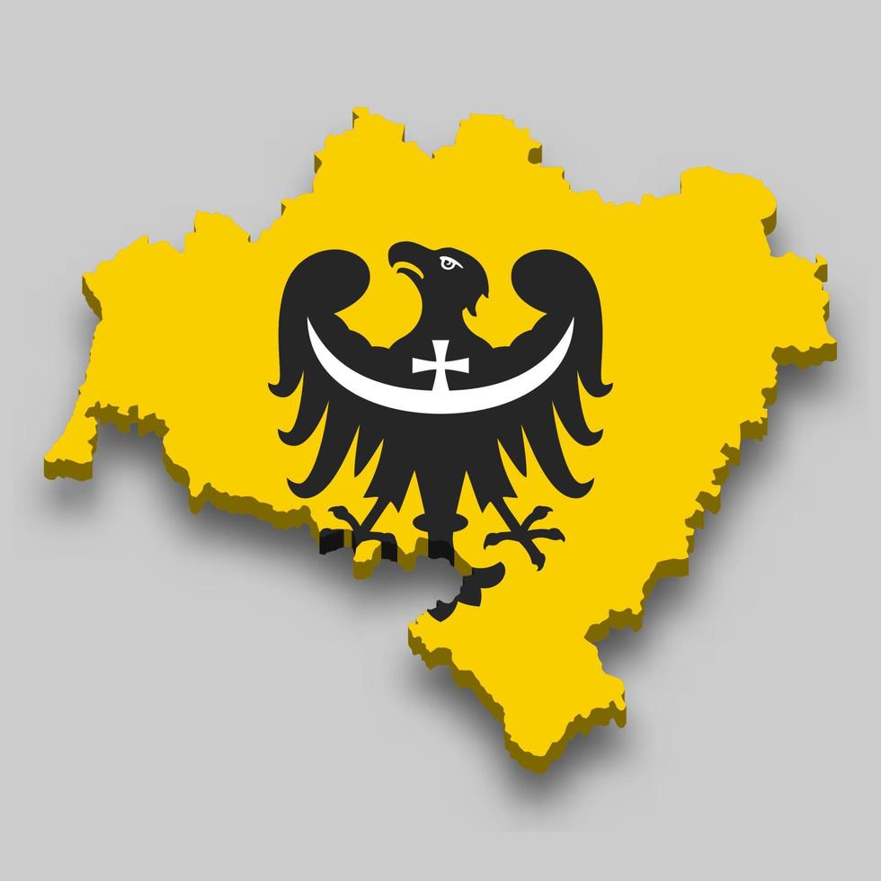 3d isométrique carte de inférieur Silésie est une Région de Pologne vecteur