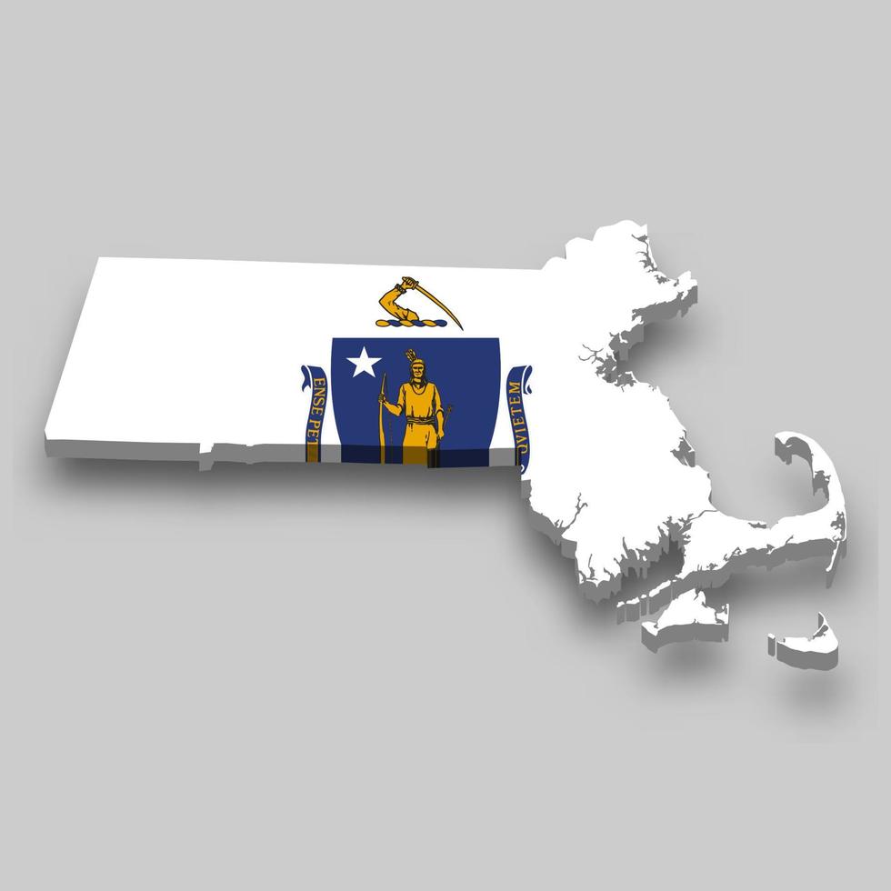 3d isométrique carte de Massachusetts est une Etat de uni États vecteur