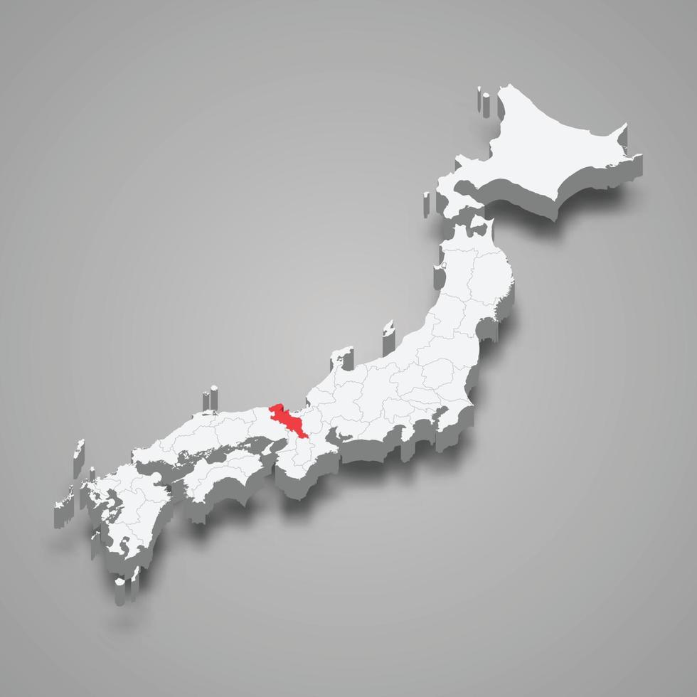 Kyoto Région emplacement dans Japon 3d carte vecteur