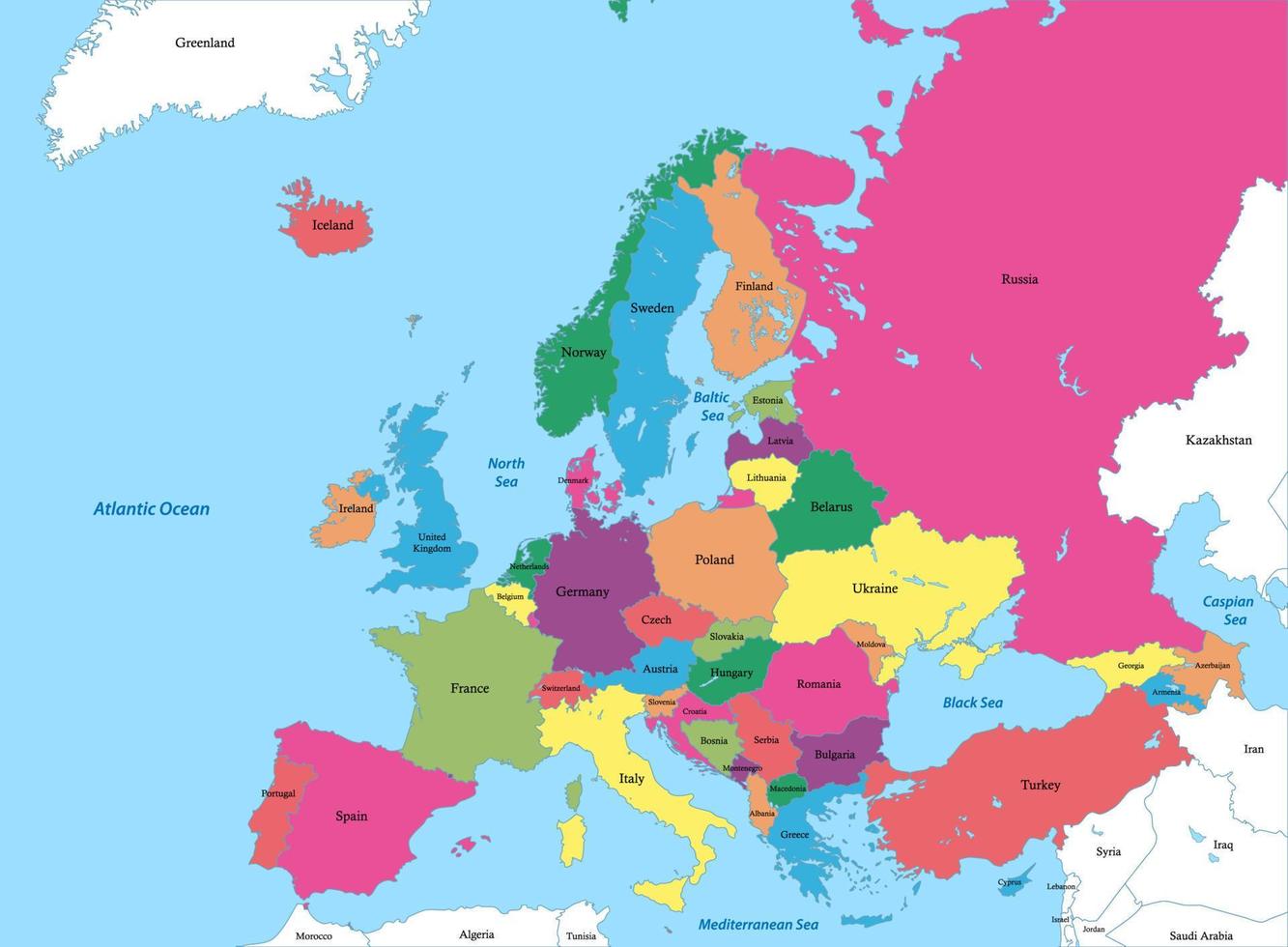 politique carte de L'Europe  avec les frontières vecteur