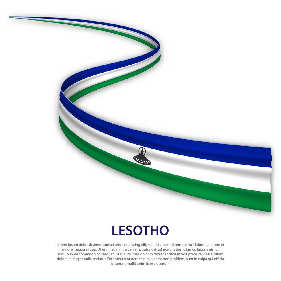 agitant un ruban ou une bannière avec le drapeau du lesotho vecteur