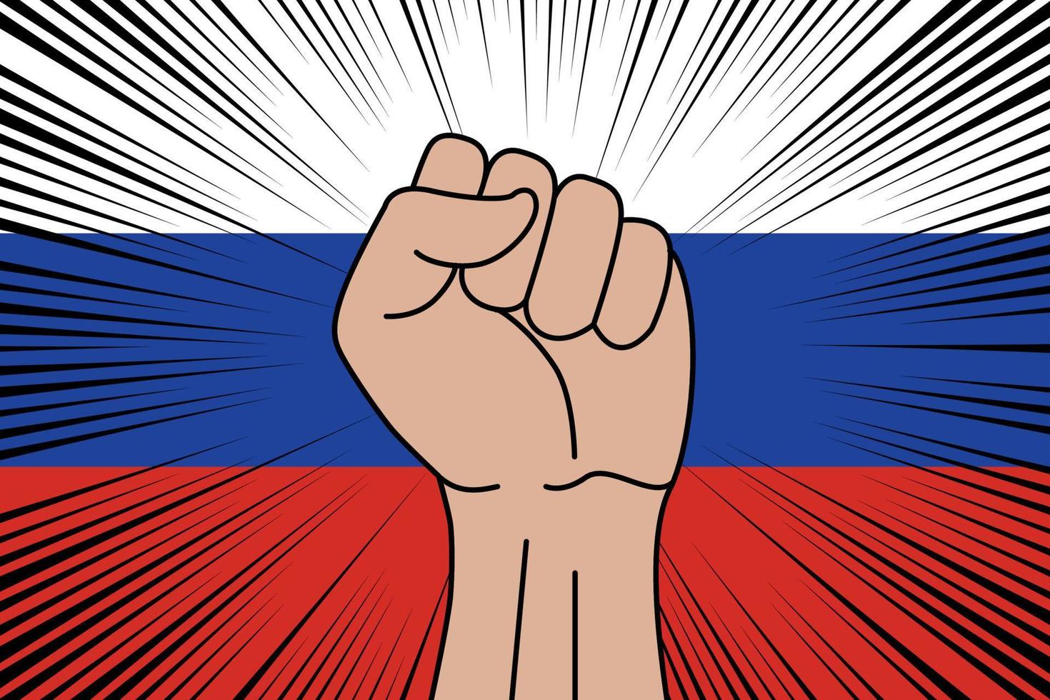 Humain poing serré symbole sur drapeau de Russie vecteur