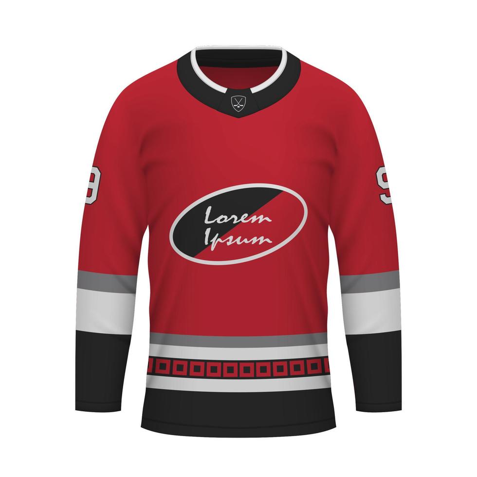 réaliste la glace le hockey chemise de caroline, Jersey modèle vecteur