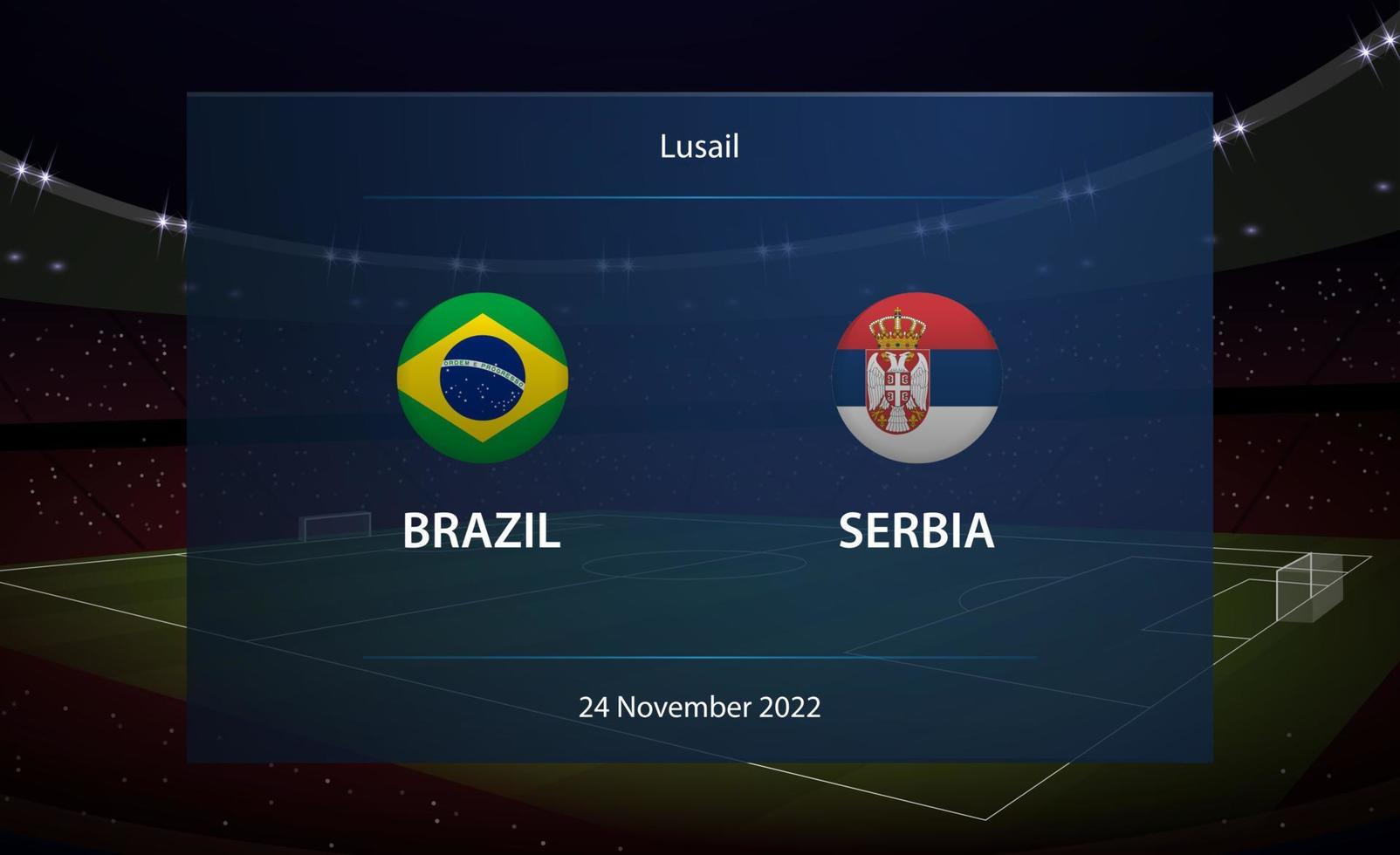 Brésil contre Serbie. Football tableau de bord diffuser graphique vecteur