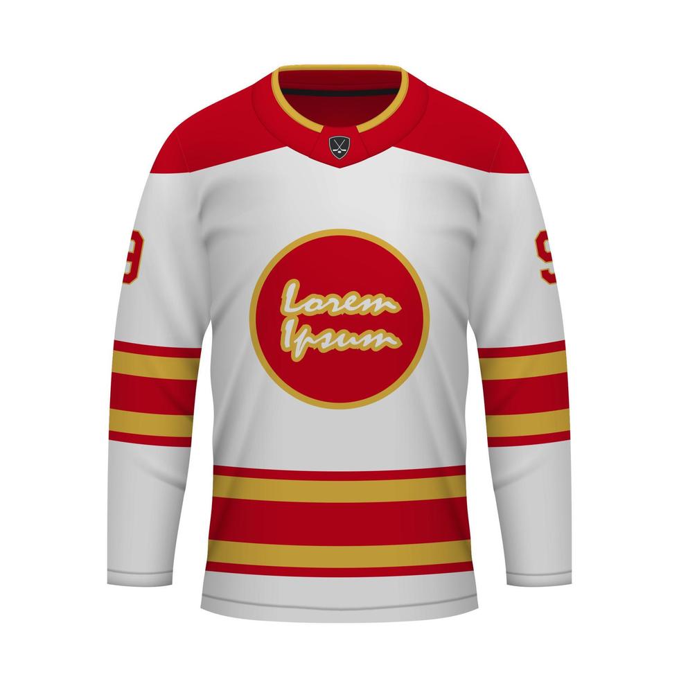 réaliste la glace le hockey une façon Jersey Calgary, chemise modèle vecteur