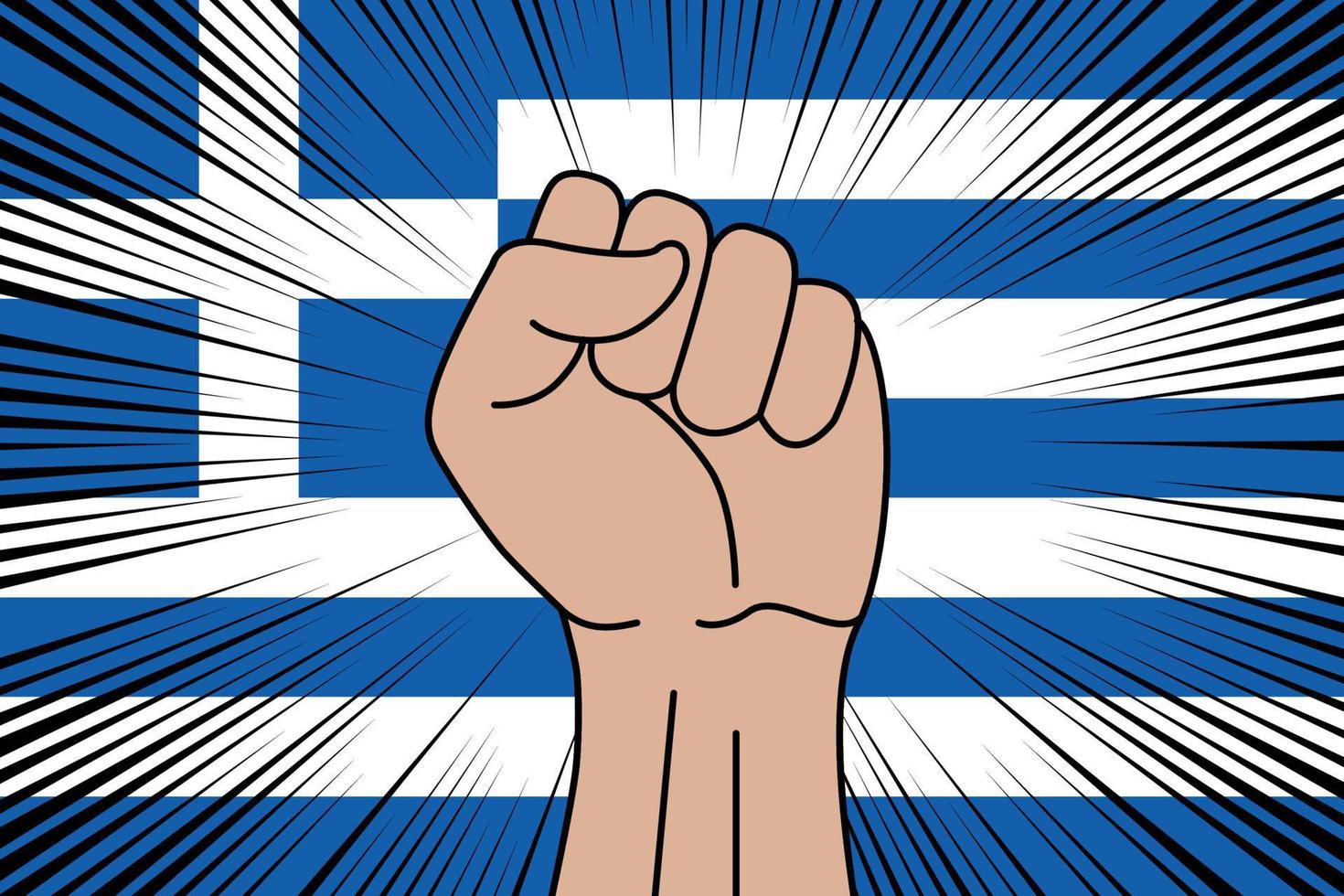 Humain poing serré symbole sur drapeau de Grèce vecteur