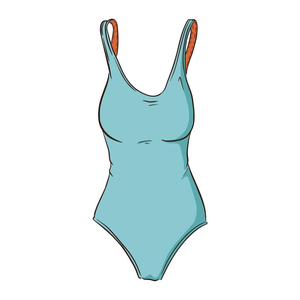 maillot de bain bleu dessiné à la main vecteur