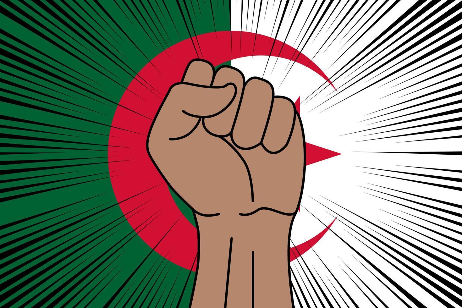 Humain poing serré symbole sur drapeau de Algérie vecteur