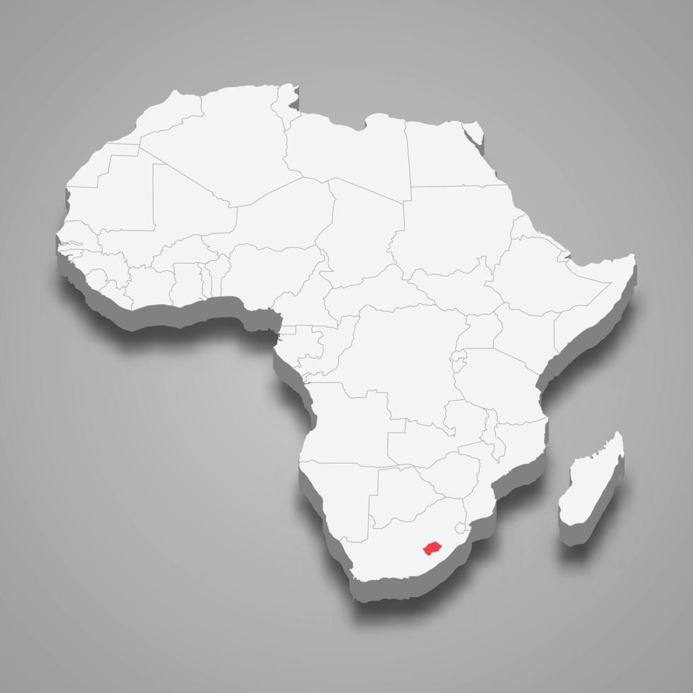 pays emplacement dans Afrique. 3d carte Lesotho vecteur