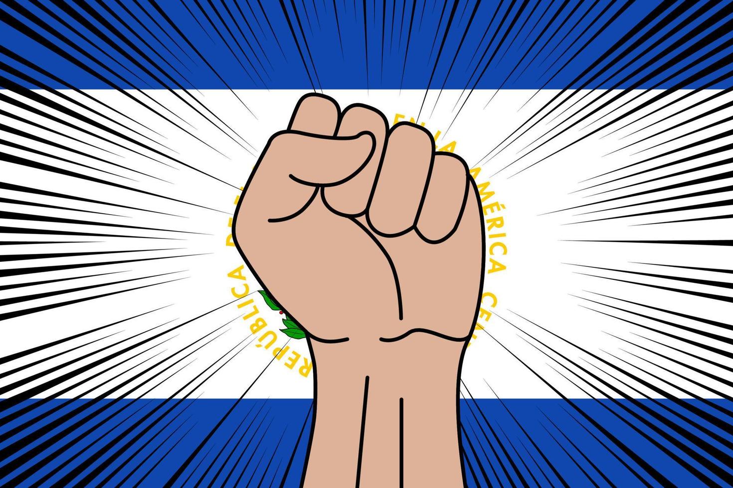 Humain poing serré symbole sur drapeau de el Salvador vecteur