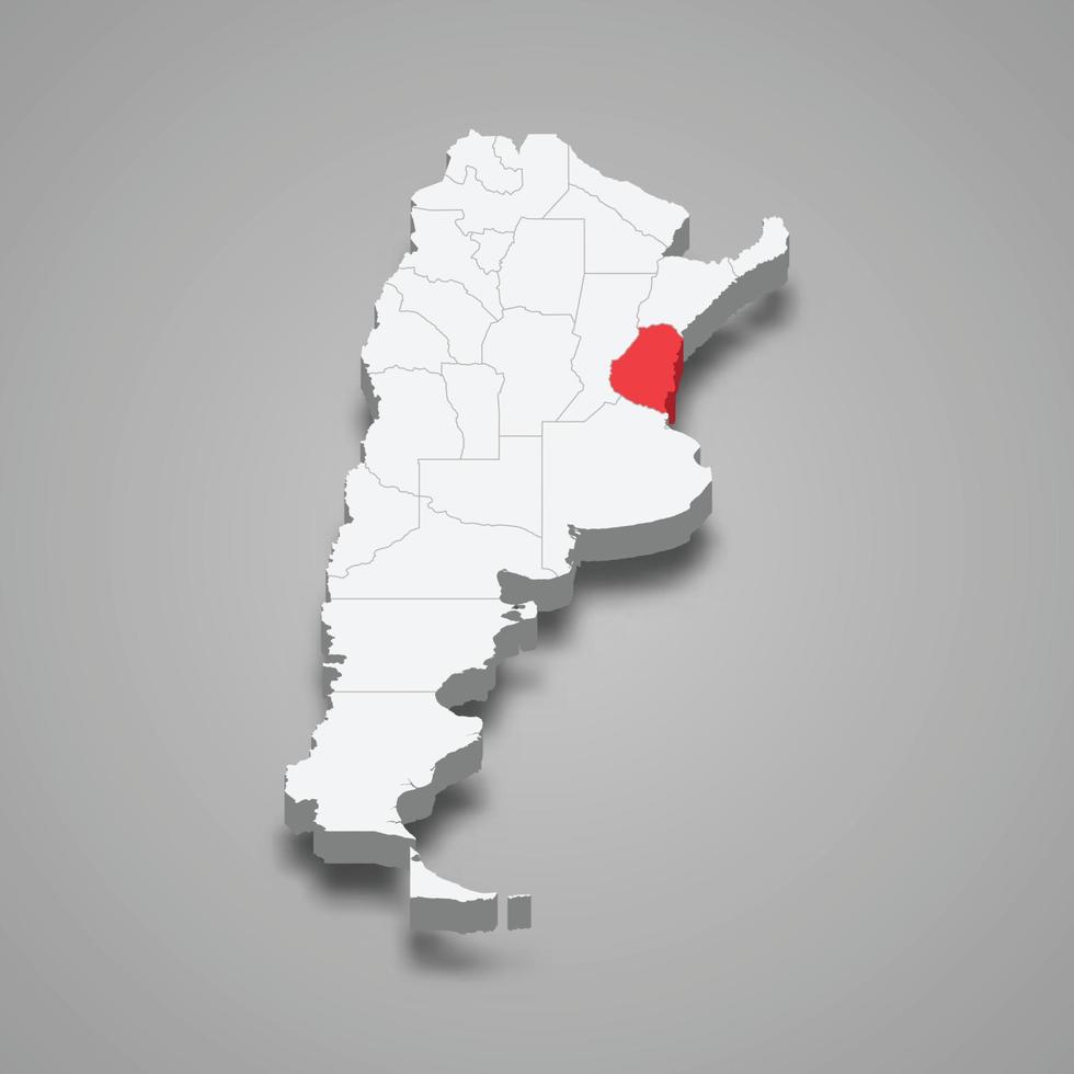 entre rios Région emplacement dans Argentine 3d carte vecteur