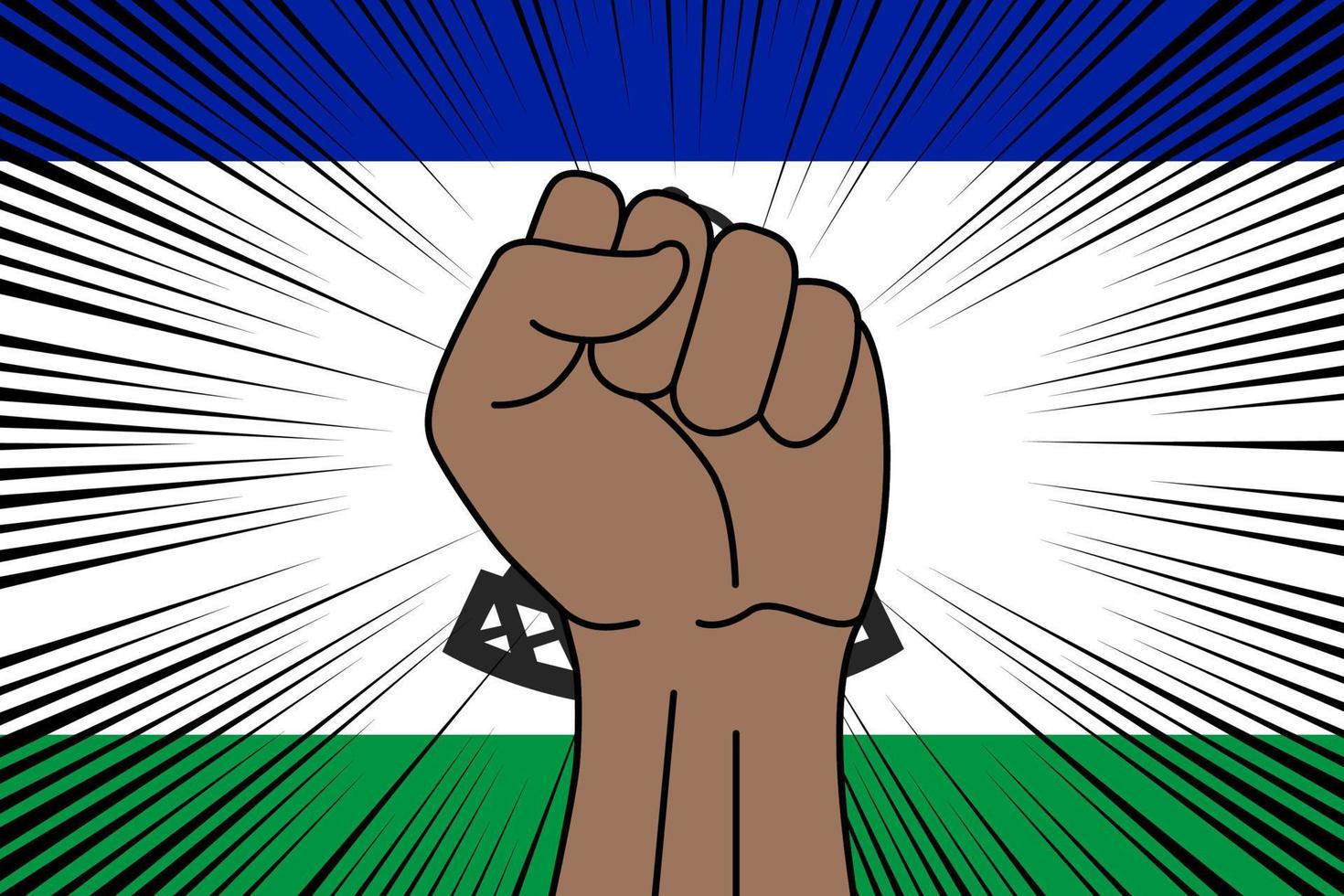 Humain poing serré symbole sur drapeau de Lesotho vecteur
