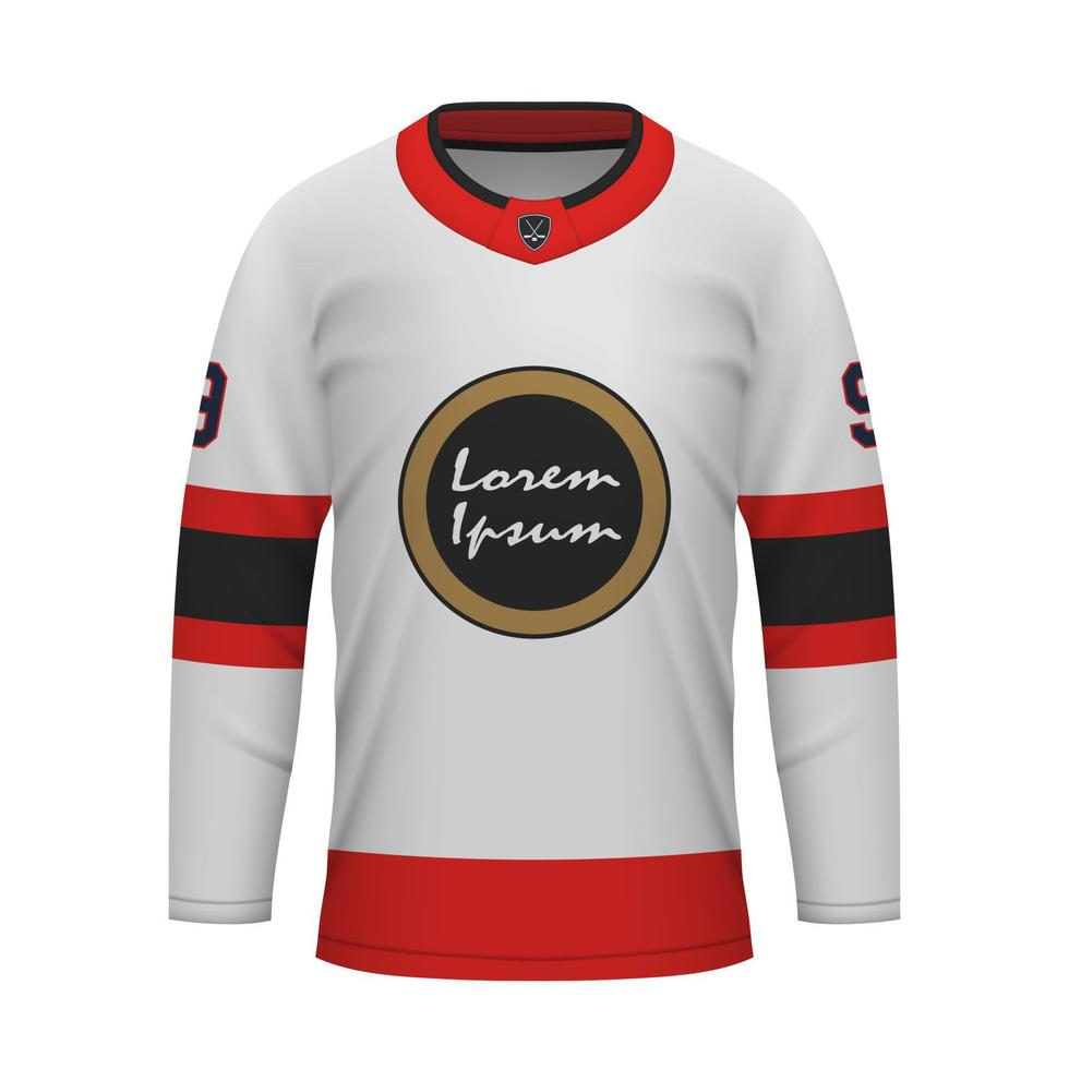 réaliste la glace le hockey une façon Jersey Ottawa, chemise modèle vecteur