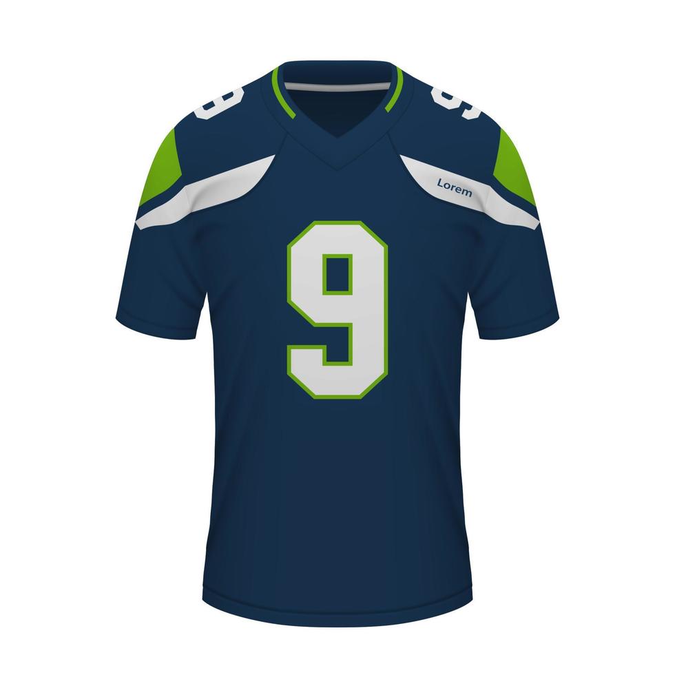 réaliste américain Football chemise de Seattle, Jersey modèle vecteur