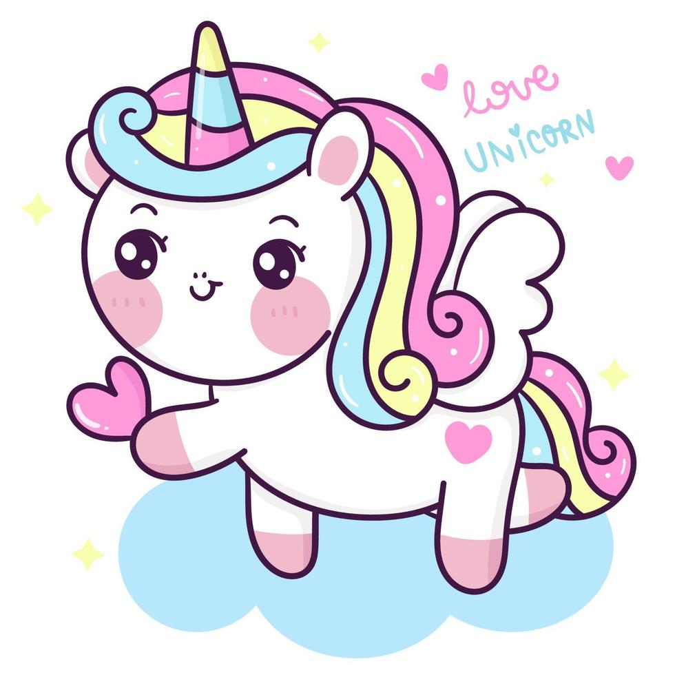 mignon, licorne, vecteur, pégase, poney, dessin animé, tenue, coeur, kawaii, animaux, fond, pour, saint valentin, jour, série, conte fées, caractères, cheval vecteur