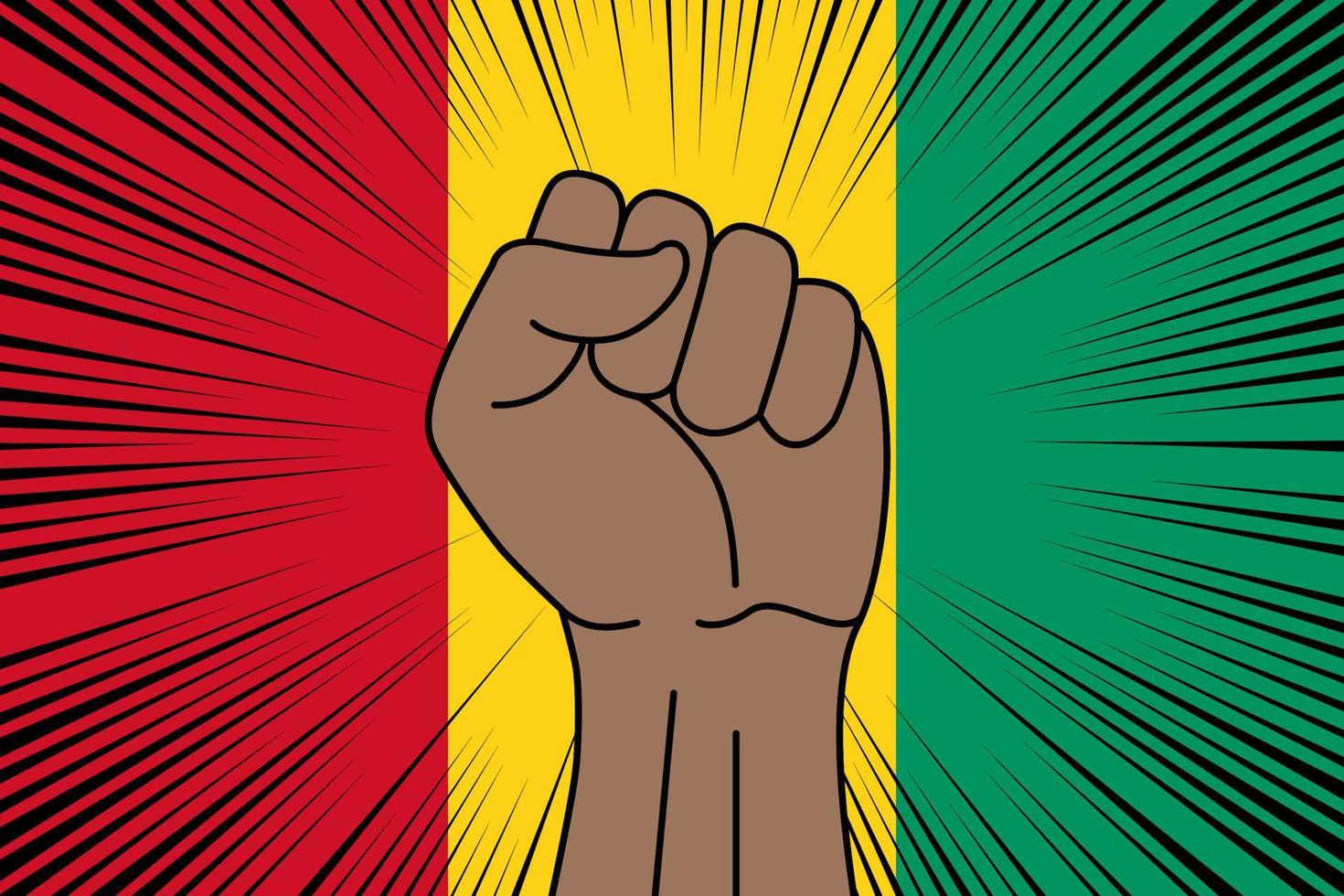 Humain poing serré symbole sur drapeau de Guinée vecteur