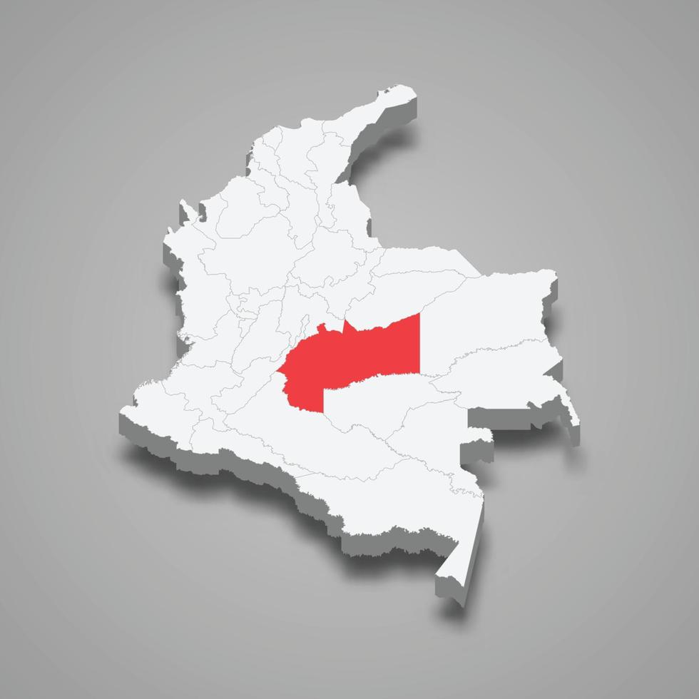méta Région emplacement dans Colombie 3d carte vecteur