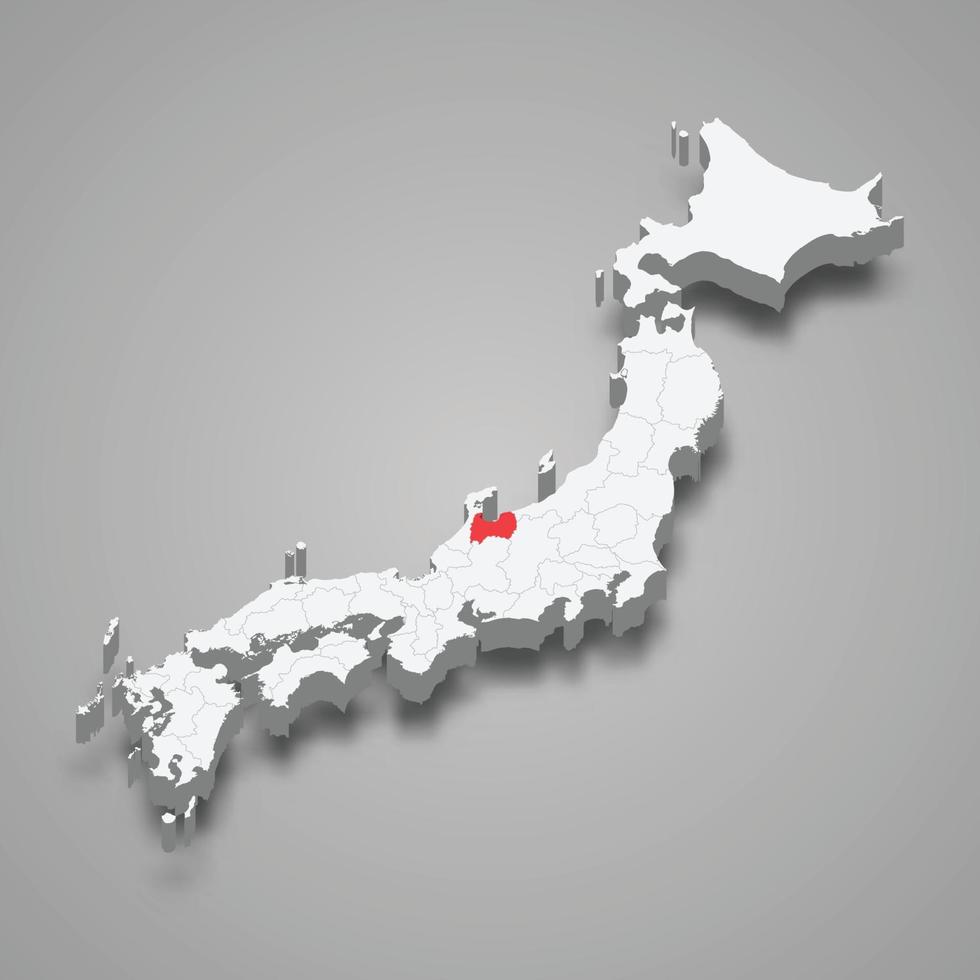 toyama Région emplacement dans Japon 3d carte vecteur