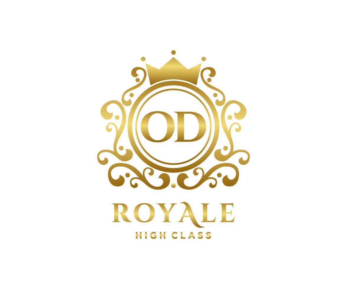 d'or lettre od modèle logo luxe or lettre avec couronne. monogramme alphabet . magnifique Royal initiales lettre. vecteur