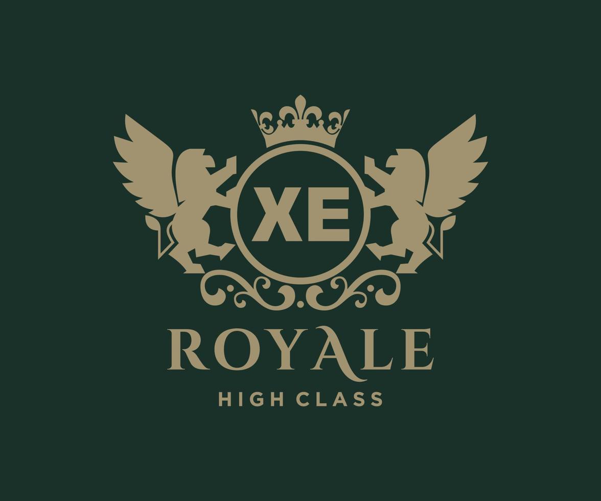 d'or lettre xe modèle logo luxe or lettre avec couronne. monogramme alphabet . magnifique Royal initiales lettre. vecteur