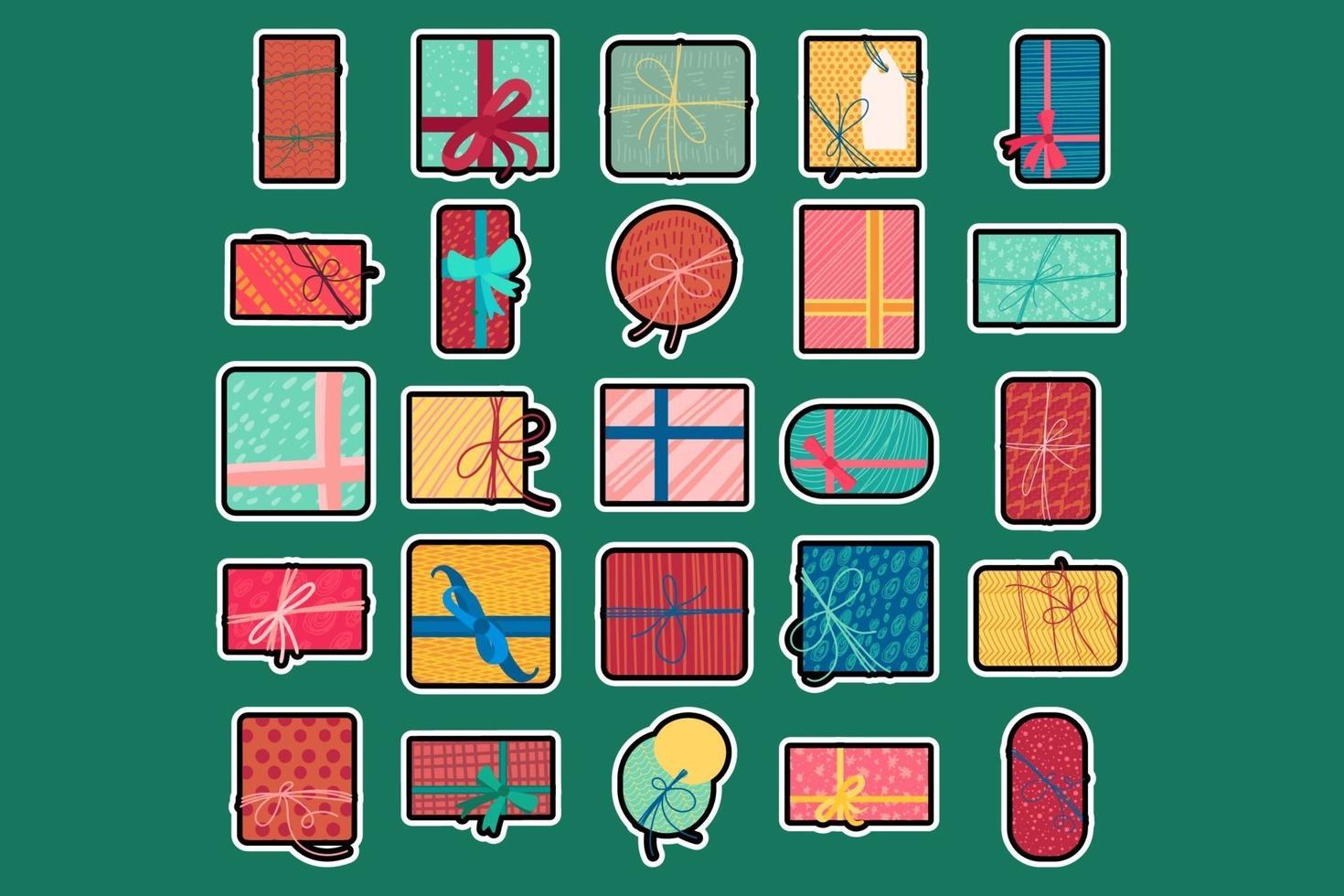 illustration vectorielle plane de boîtes de cadeau de Noël coloré vecteur