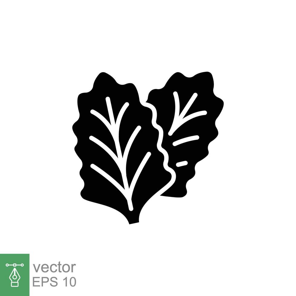 salade légume icône. Facile solide style. salade signe, vert légume feuilles et BIO. noir silhouette, glyphe symbole. vecteur illustration isolé sur blanc Contexte. eps dix.