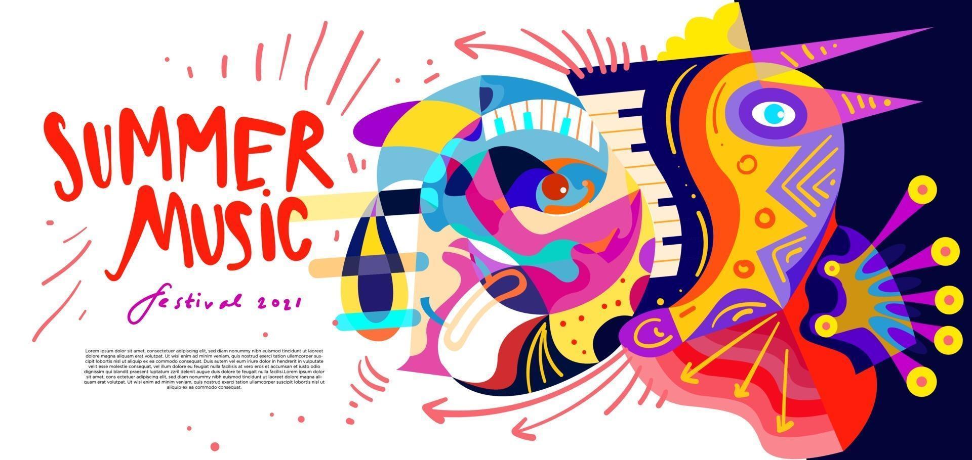 bannière de festival de musique été coloré illustration vectorielle vecteur