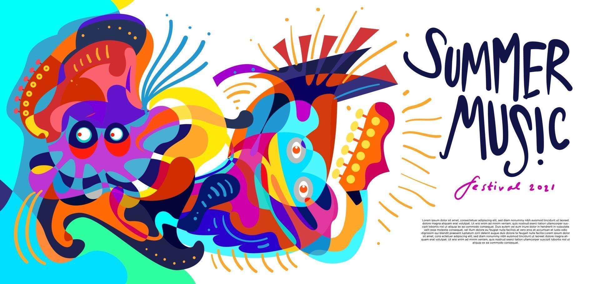 bannière de festival de musique été coloré illustration vectorielle vecteur