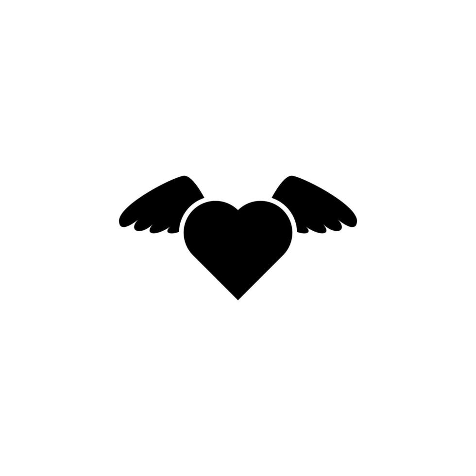 cœur plat, ailes vecteur icône