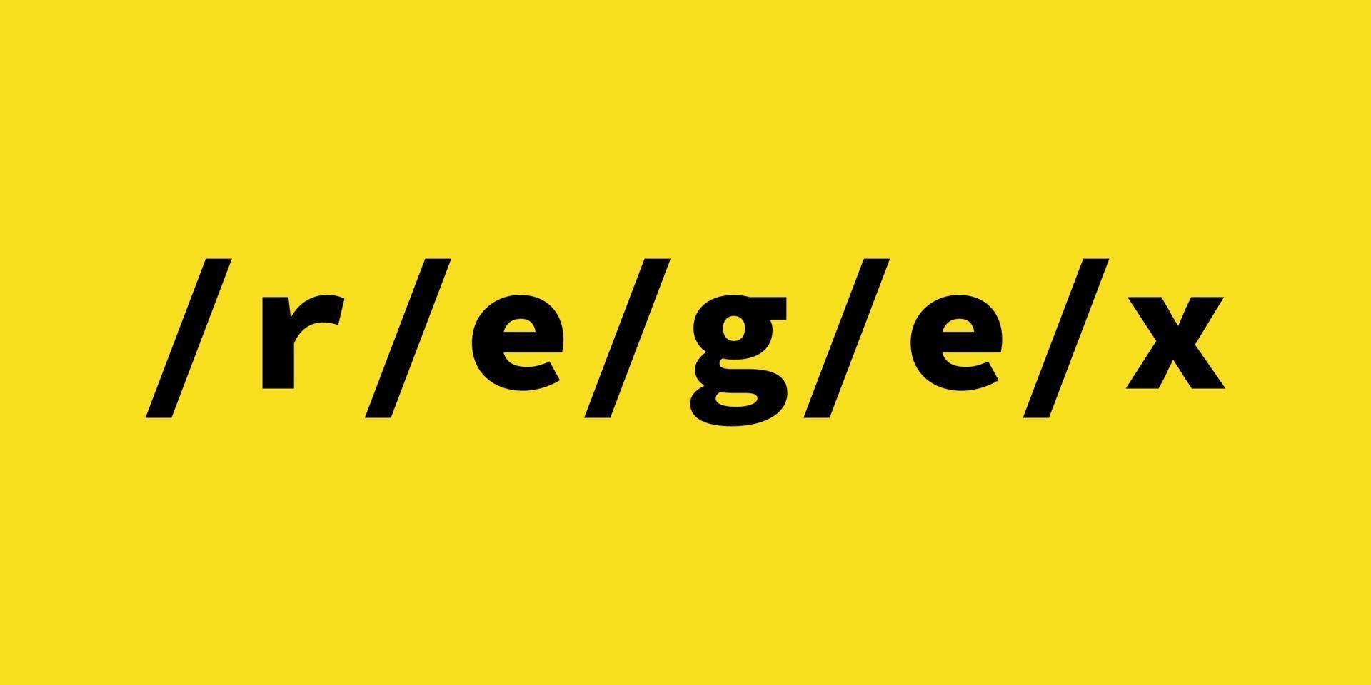 illustration pour les expressions régulières, regex ou regexp. texte noir sur fond jaune vecteur
