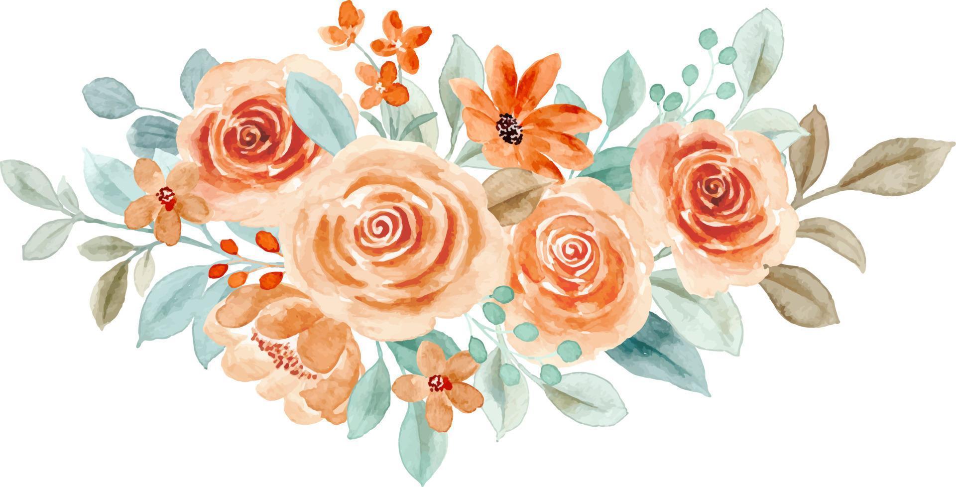 Rose fleur bouquet avec aquarelle pour arrière-plan, mariage, tissu, textile, salutation, carte, fond d'écran, bannière, autocollant, décoration etc. vecteur