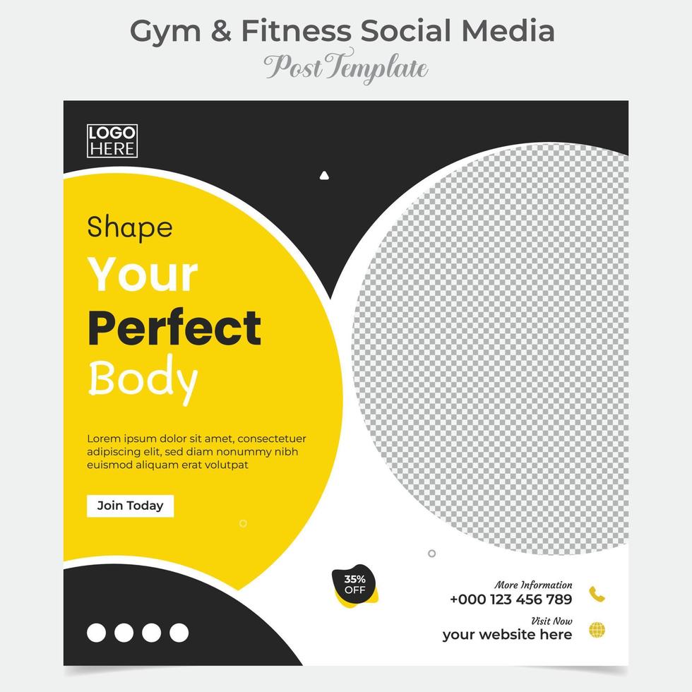 aptitude Gym social médias Publier et carré prospectus Publier bannière modèle conception paquet vecteur