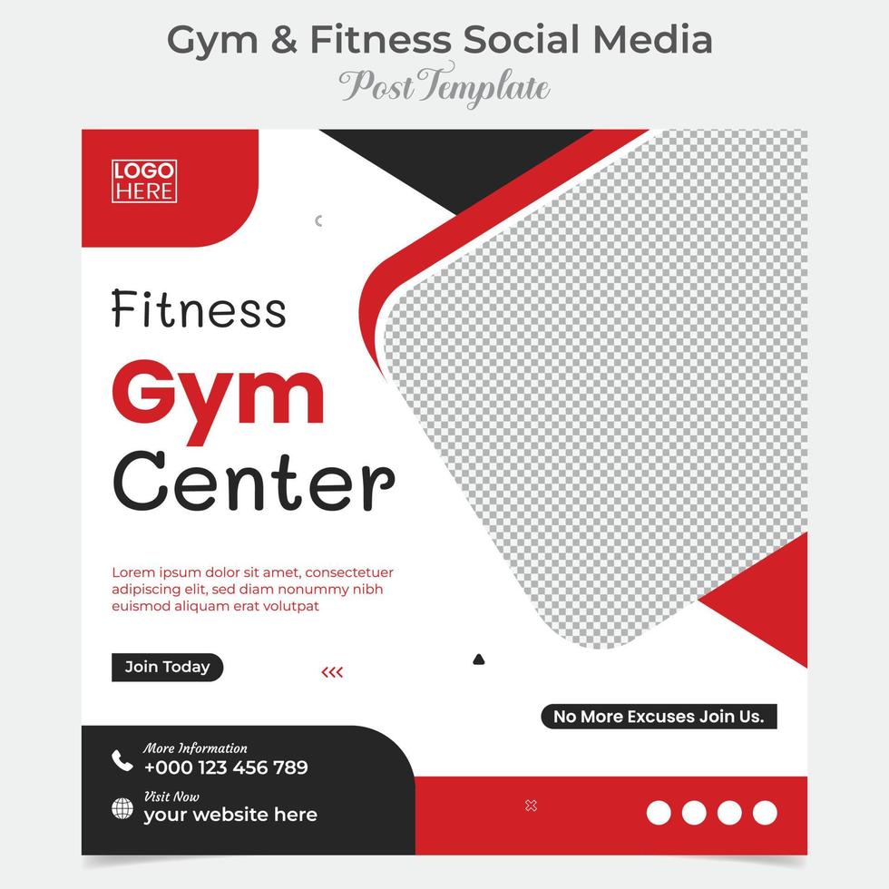 Gym et aptitude carré prospectus Publier bannière et social médias Publier modèle conception vecteur