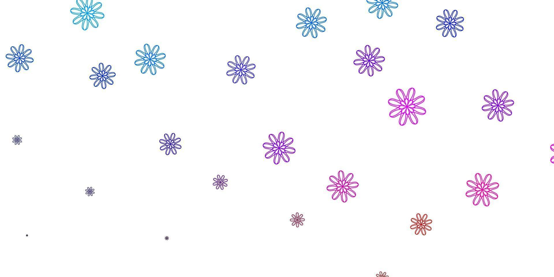 modèle de doodle vecteur bleu clair, rouge avec des fleurs.
