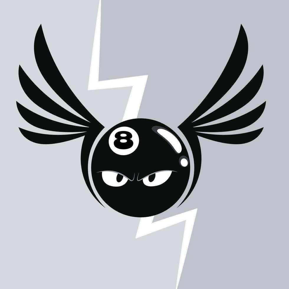 huit Balle foudre boulon en volant personnage vecteur logo conception illustration