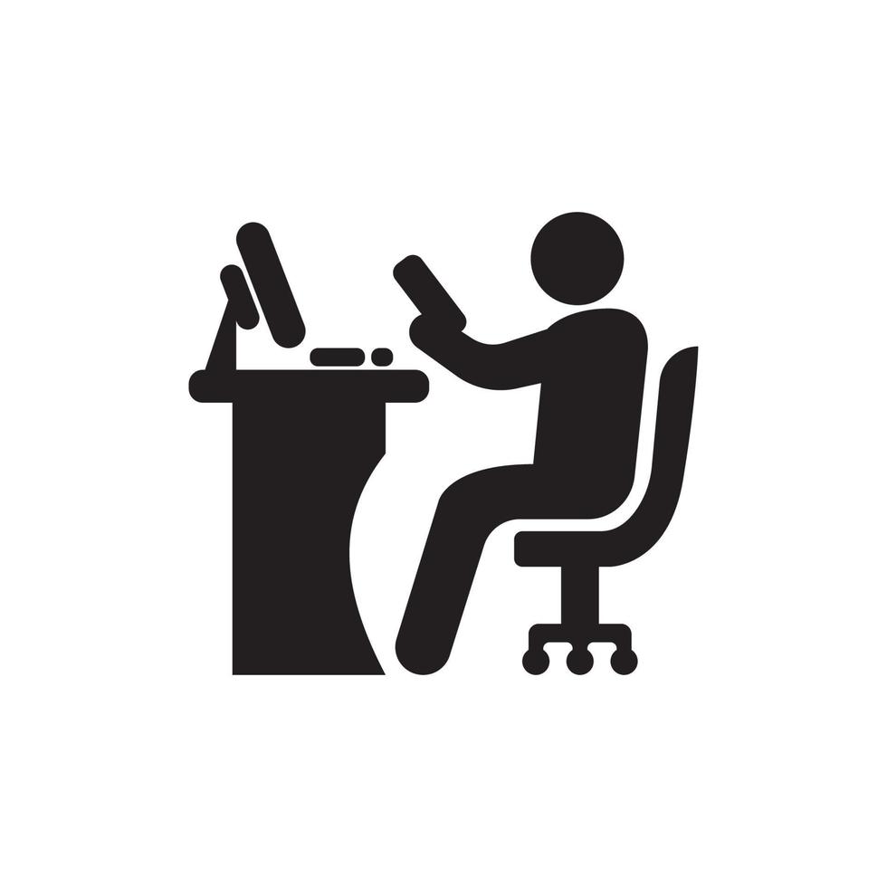 travail dans Bureau logo icône, illustration conception modèle vecteur