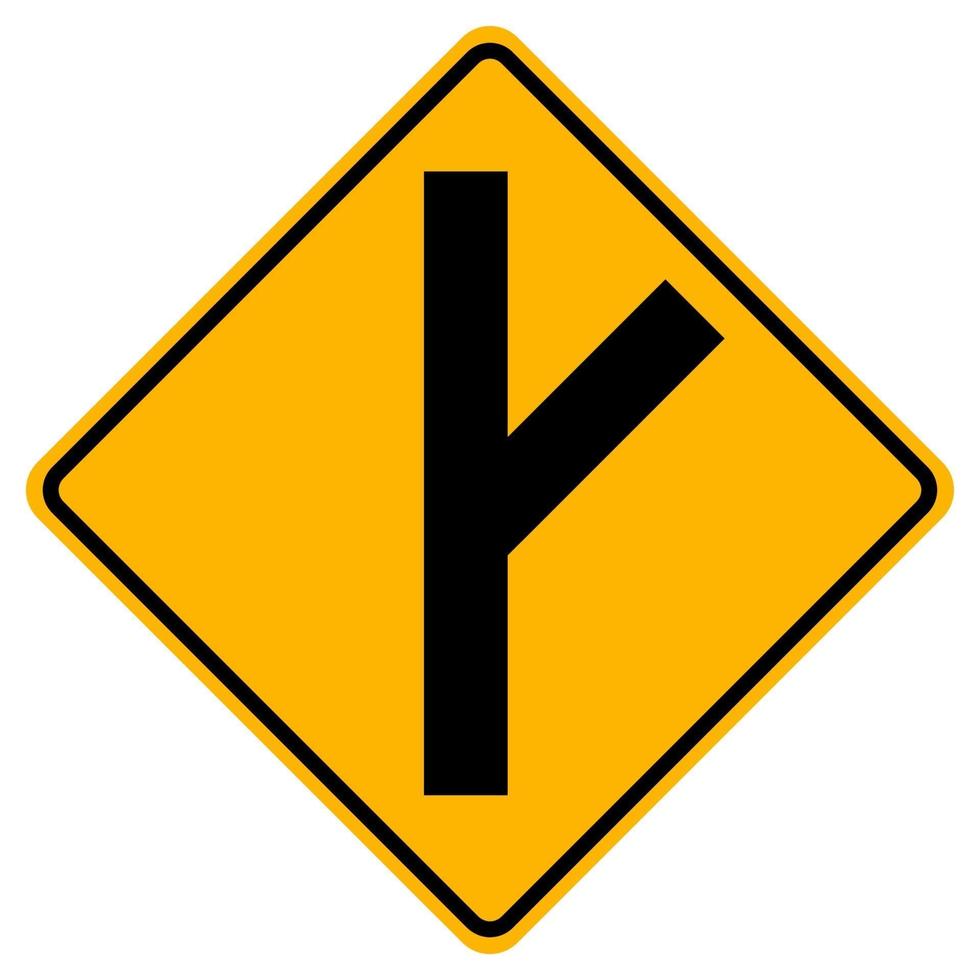 Panneaux d'avertissement intersection de route latérale biaisée à droite sur fond blanc vecteur