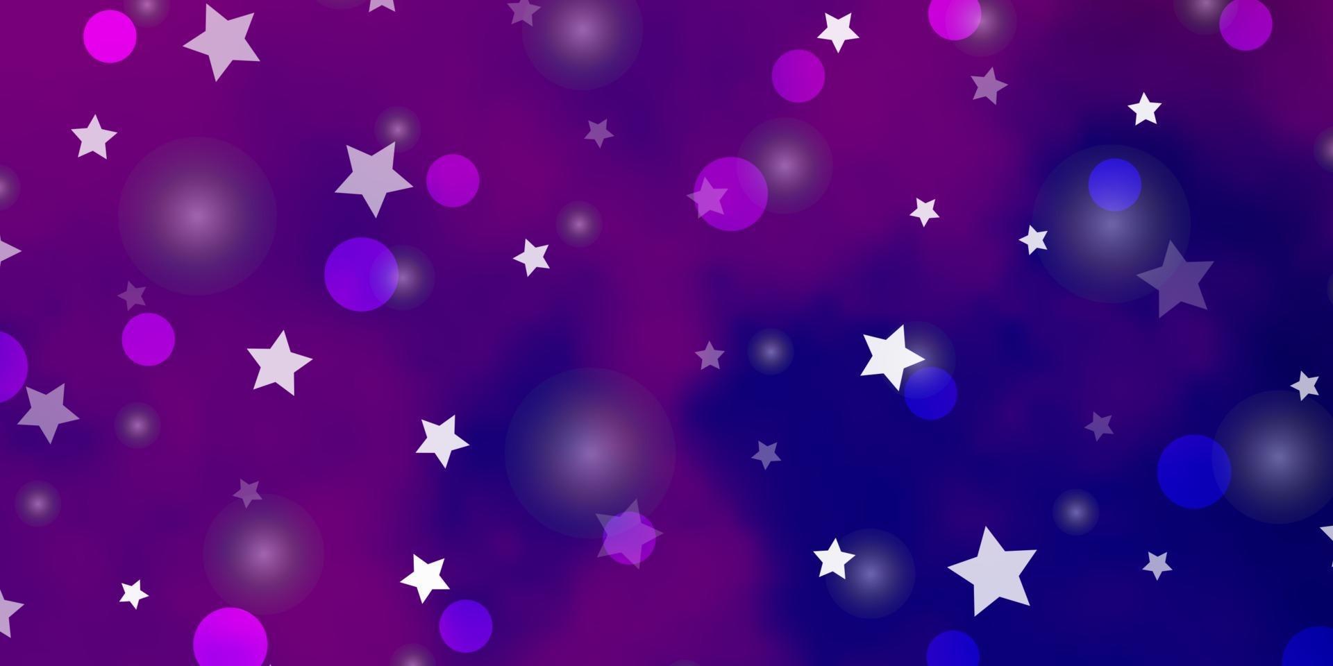 disposition de vecteur violet clair, rose avec des cercles, des étoiles.