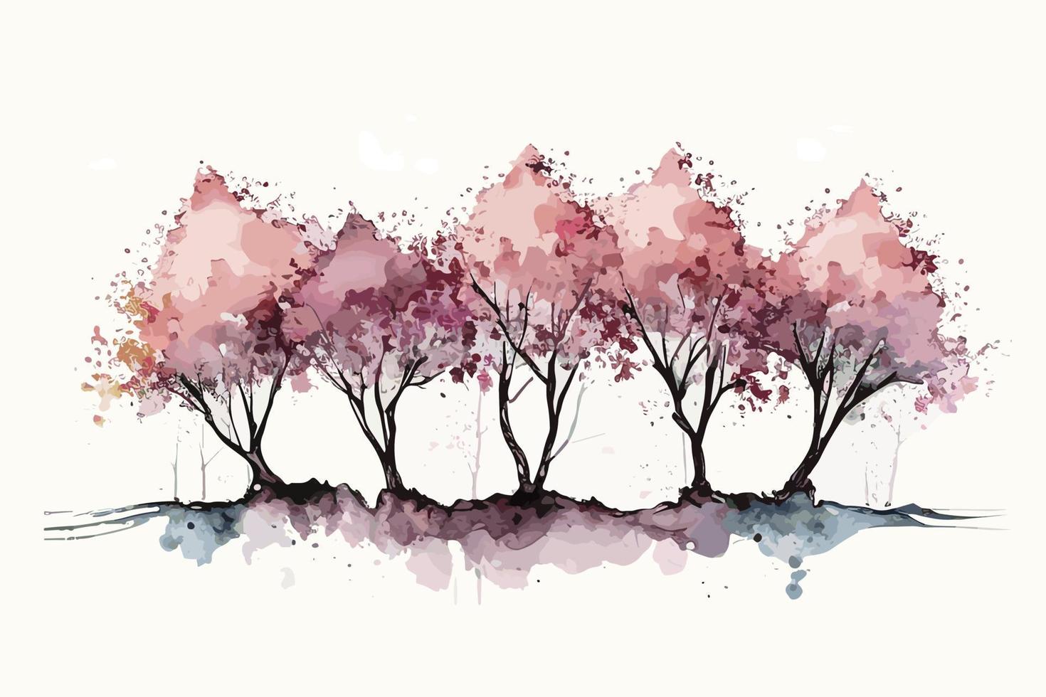 aquarelle Cerise fleur bosquet illustration conception vecteur