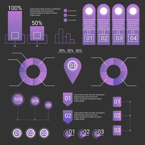 Ensemble d'éléments infographiques ultraviolet vecteur