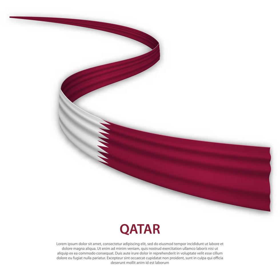 agitant un ruban ou une bannière avec le drapeau du qatar vecteur