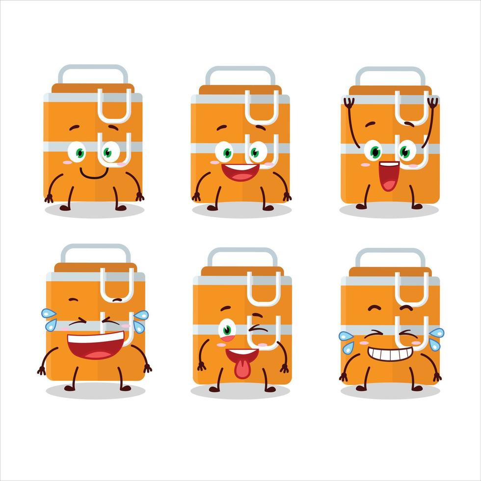dessin animé personnage de Orange le déjeuner boîte avec sourire expression vecteur